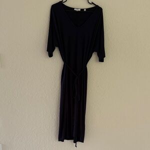 Vince Black Midi V-Neck Dress